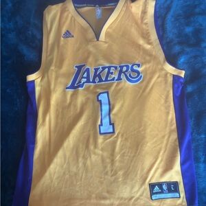 adidas D’Angelo Russell Lakers Gold and Purple Basketball Jersey